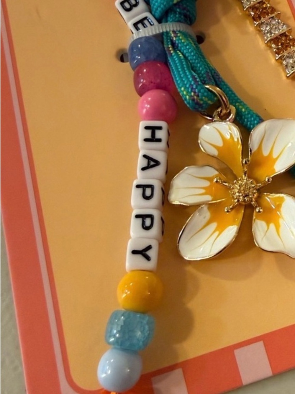 Piper K Green & Multicolor Palm Tree/Flower Bag Charm Key Chain - Picture 4 of 7